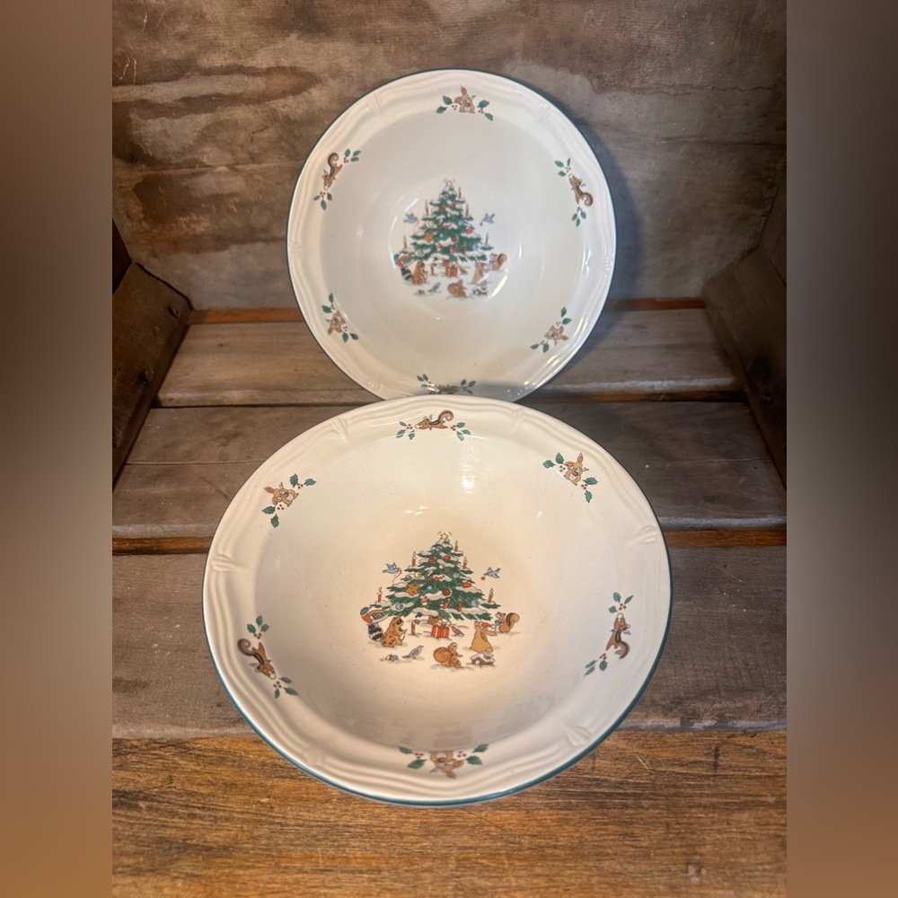 Vintage MING PAO Woodland Christmas Tree Soup Salad Cereal Bowl Stoneware 1990
